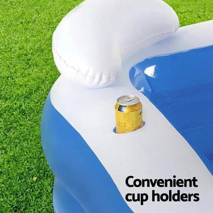 Bestway Kids Inflatable Pool Above Ground Pools Seat Cushions Cup Holder 213x206cm - Image 6