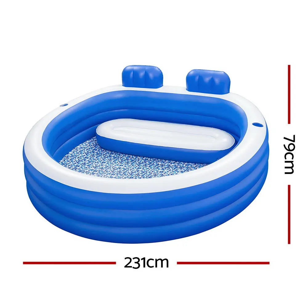 Bestway Kids Inflatable Pool Above Ground Pools Bench Seat Cup Holder 231x219cm - Image 2