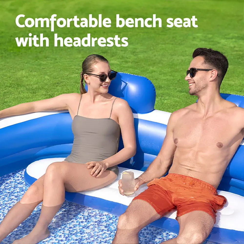 Bestway Kids Inflatable Pool Above Ground Pools Bench Seat Cup Holder 231x219cm - Image 4