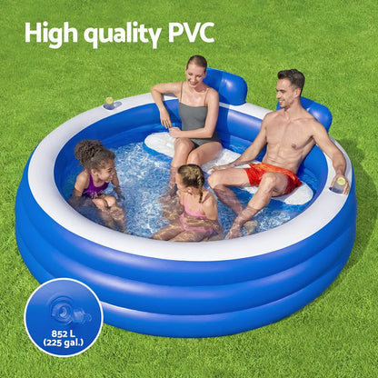 Bestway Kids Inflatable Pool Above Ground Pools Bench Seat Cup Holder 231x219cm - Image 5