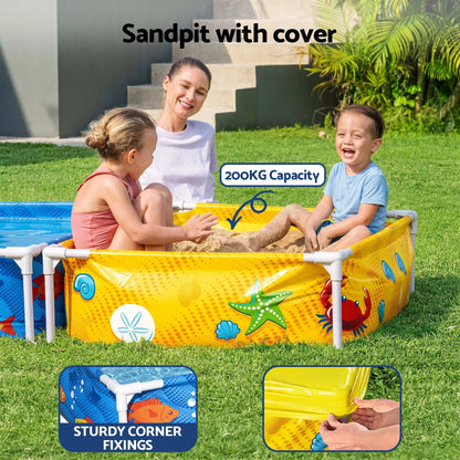 Bestway 2-in-1 Kids Pool and Sandpit Set 122cm/90cm Metal Frame Yellow Blue - Image 5