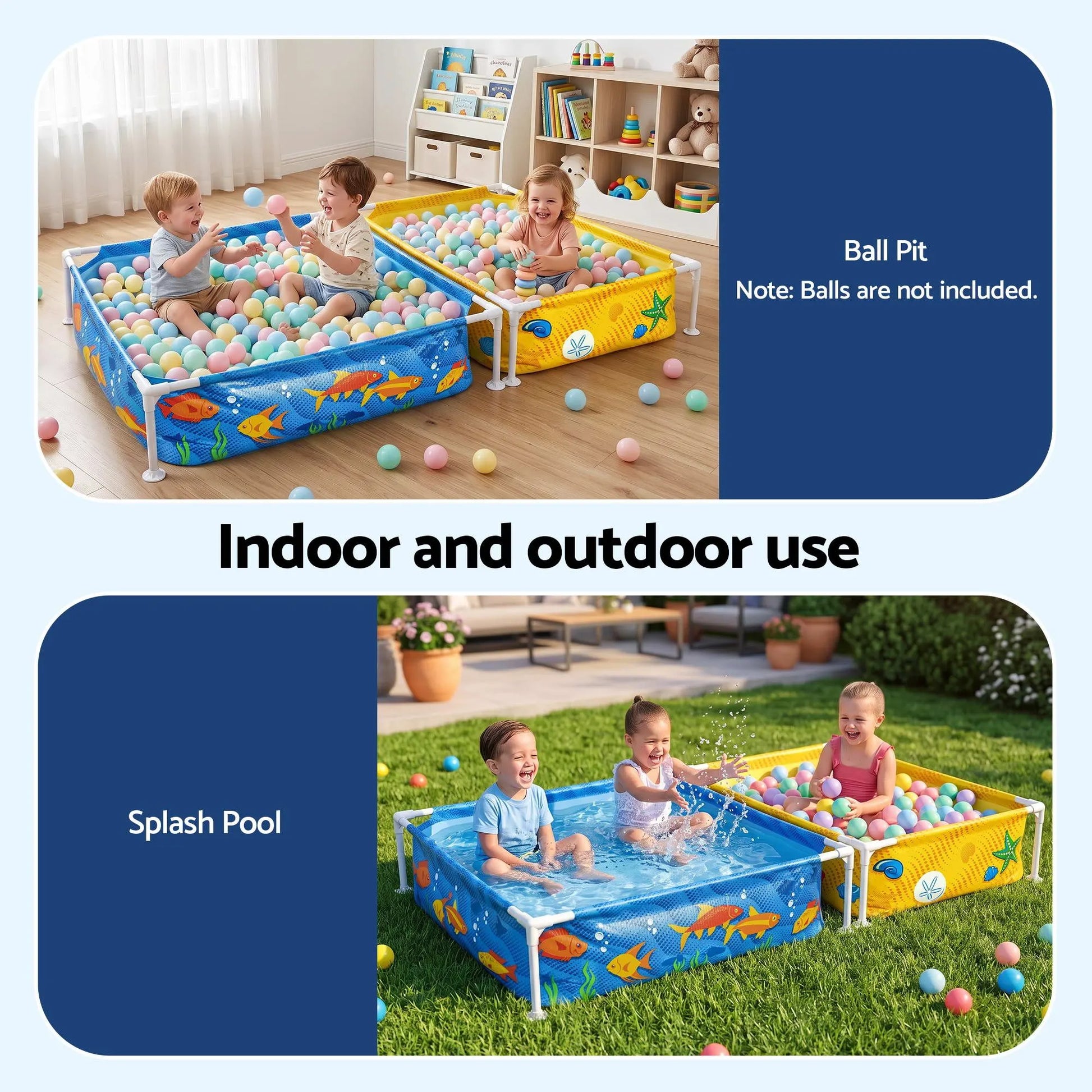 Bestway 2-in-1 Kids Pool and Sandpit Set 122cm/90cm Metal Frame Yellow Blue - Image 6