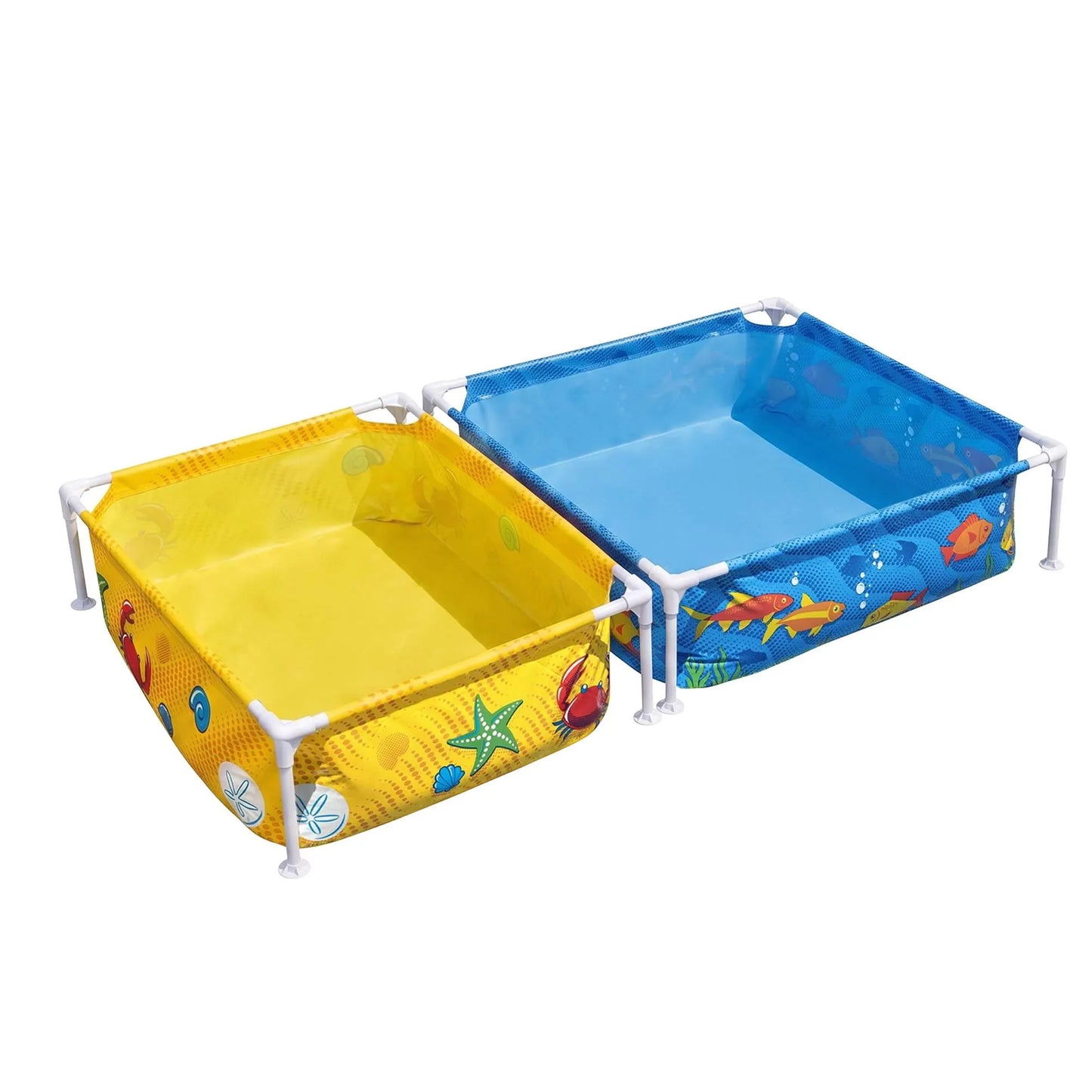 Bestway 2-in-1 Kids Pool and Sandpit Set 122cm/90cm Metal Frame Yellow Blue - Image 8