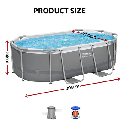 Bestway Swimming Pools 305cm x 200cm x 84cm Steel Above Ground Backyard Pool Set - Image 2