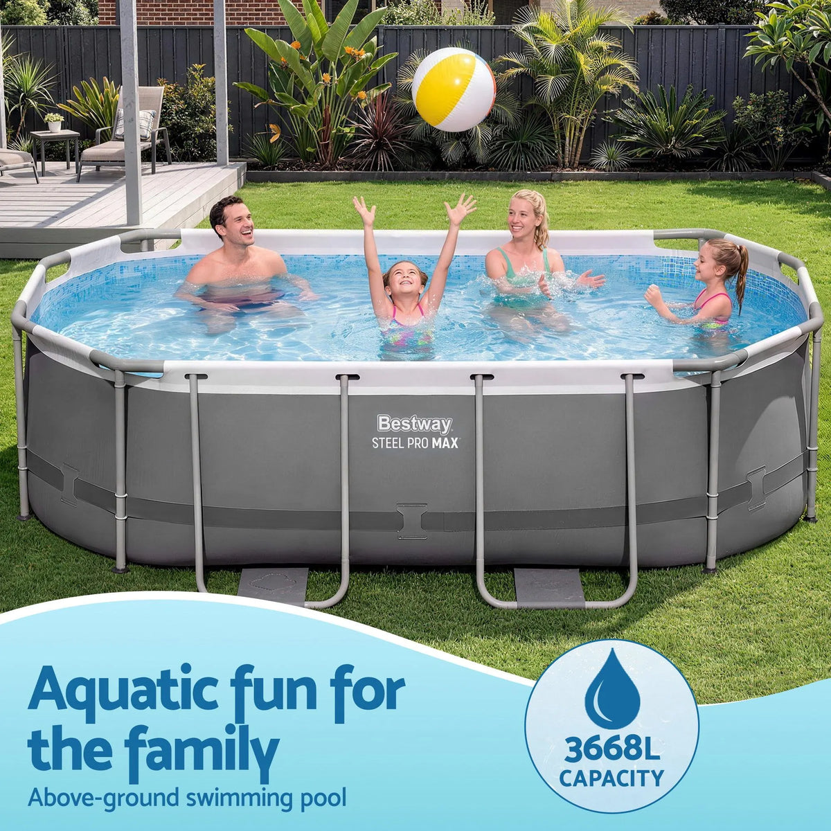 Bestway Swimming Pools 305cm x 200cm x 84cm Steel Above Ground Backyard Pool Set - Image 4