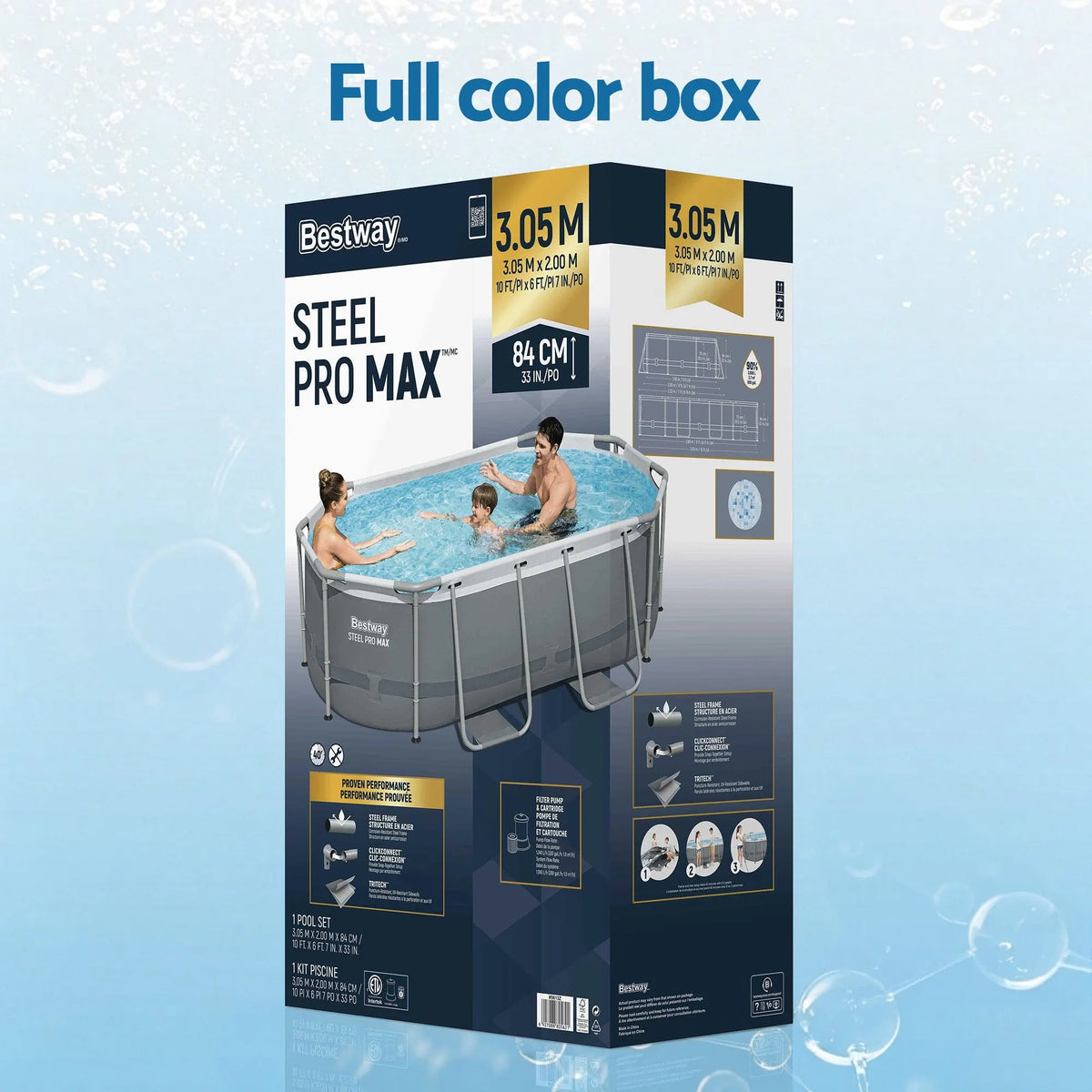 Bestway Swimming Pools 305cm x 200cm x 84cm Steel Above Ground Backyard Pool Set - Image 9