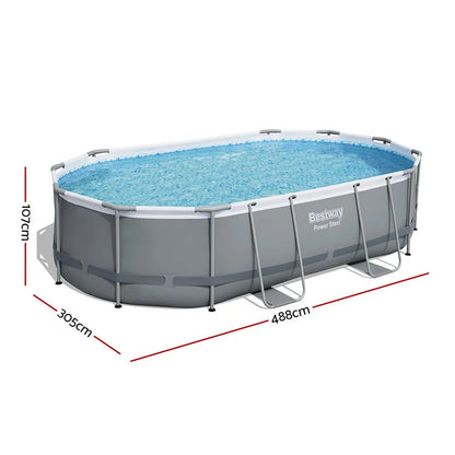 Bestway 488x305x107cm Swimming Pool Steel Frame Set w/ Pump Filter Ladder Cover - Image 2