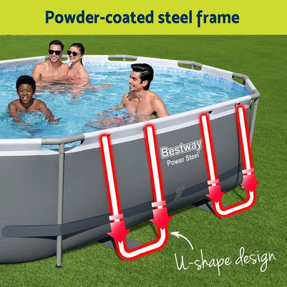 Bestway 488x305x107cm Swimming Pool Steel Frame Set w/ Pump Filter Ladder Cover - Image 5