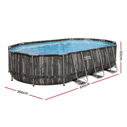 Bestway Swimming Pool Steel Frame Pool Set 6.1x3.66m w/ Filter Pump Ladder Cover - Image 2