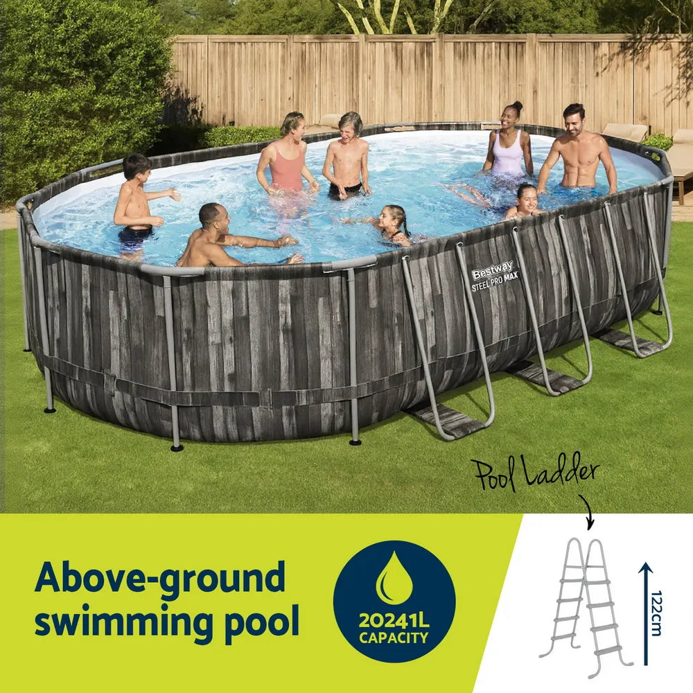 Bestway Swimming Pool Steel Frame Pool Set 6.1x3.66m w/ Filter Pump Ladder Cover - Image 4