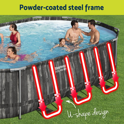 Bestway Swimming Pool Steel Frame Pool Set 6.1x3.66m w/ Filter Pump Ladder Cover - Image 5