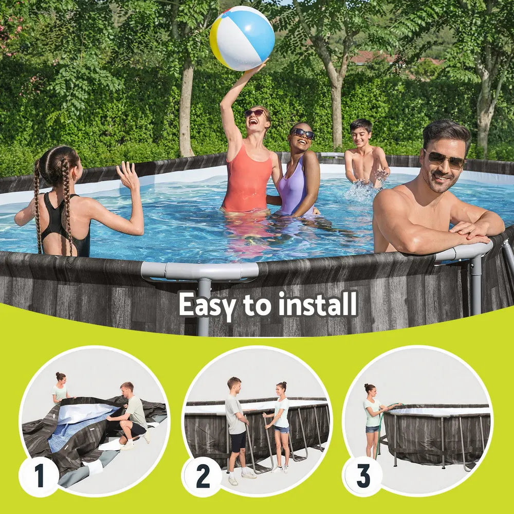 Bestway Swimming Pool Steel Frame Pool Set 6.1x3.66m w/ Filter Pump Ladder Cover - Image 6