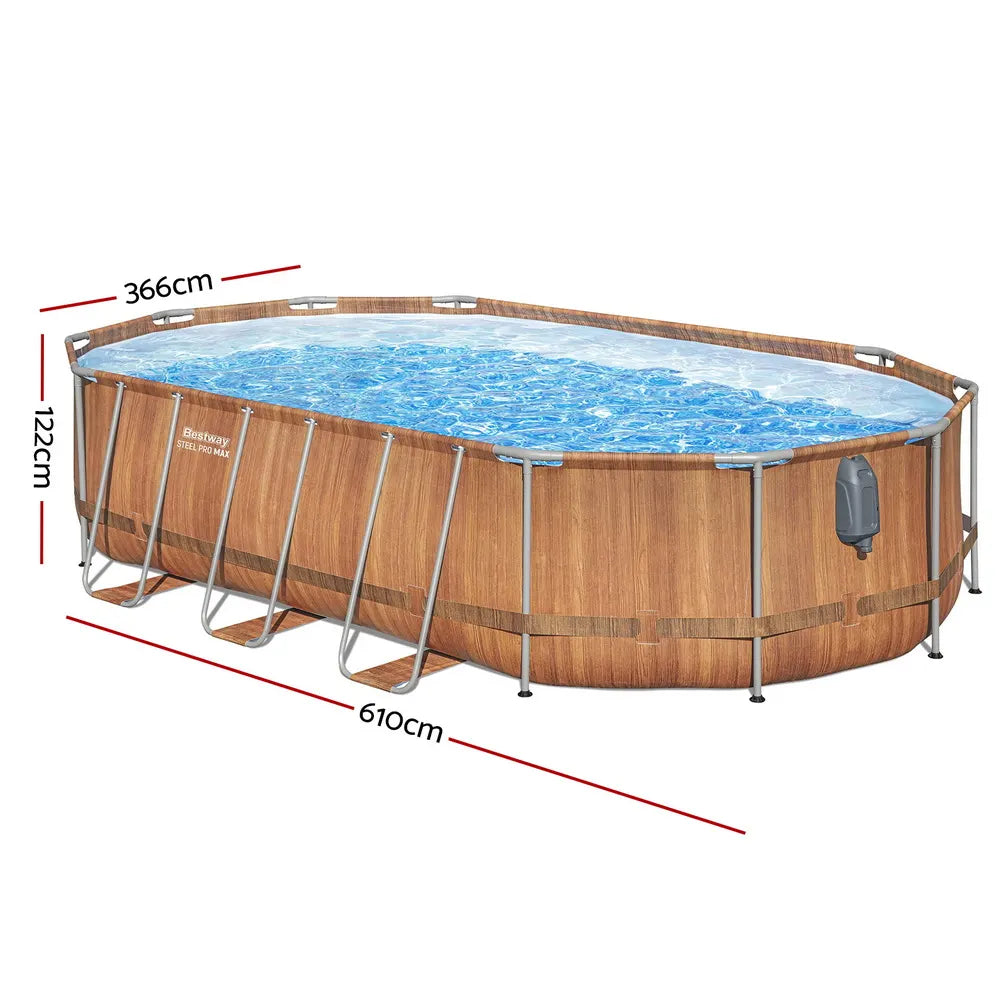 Bestway Swimming Pool Steel Frame Luxury Pool & SPA Massage Set 6.1x3.66x1.22m - Image 2