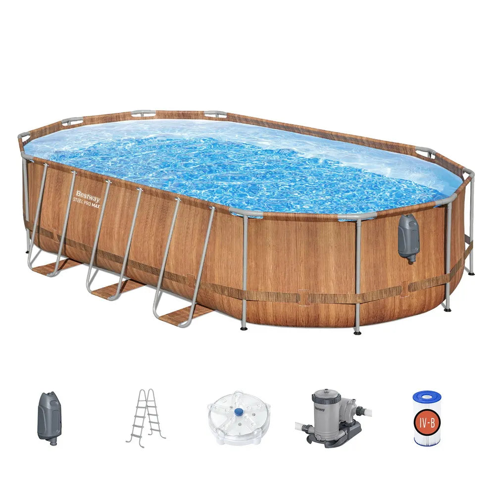 Bestway Swimming Pool Steel Frame Luxury Pool & SPA Massage Set 6.1x3.66x1.22m - Image 3