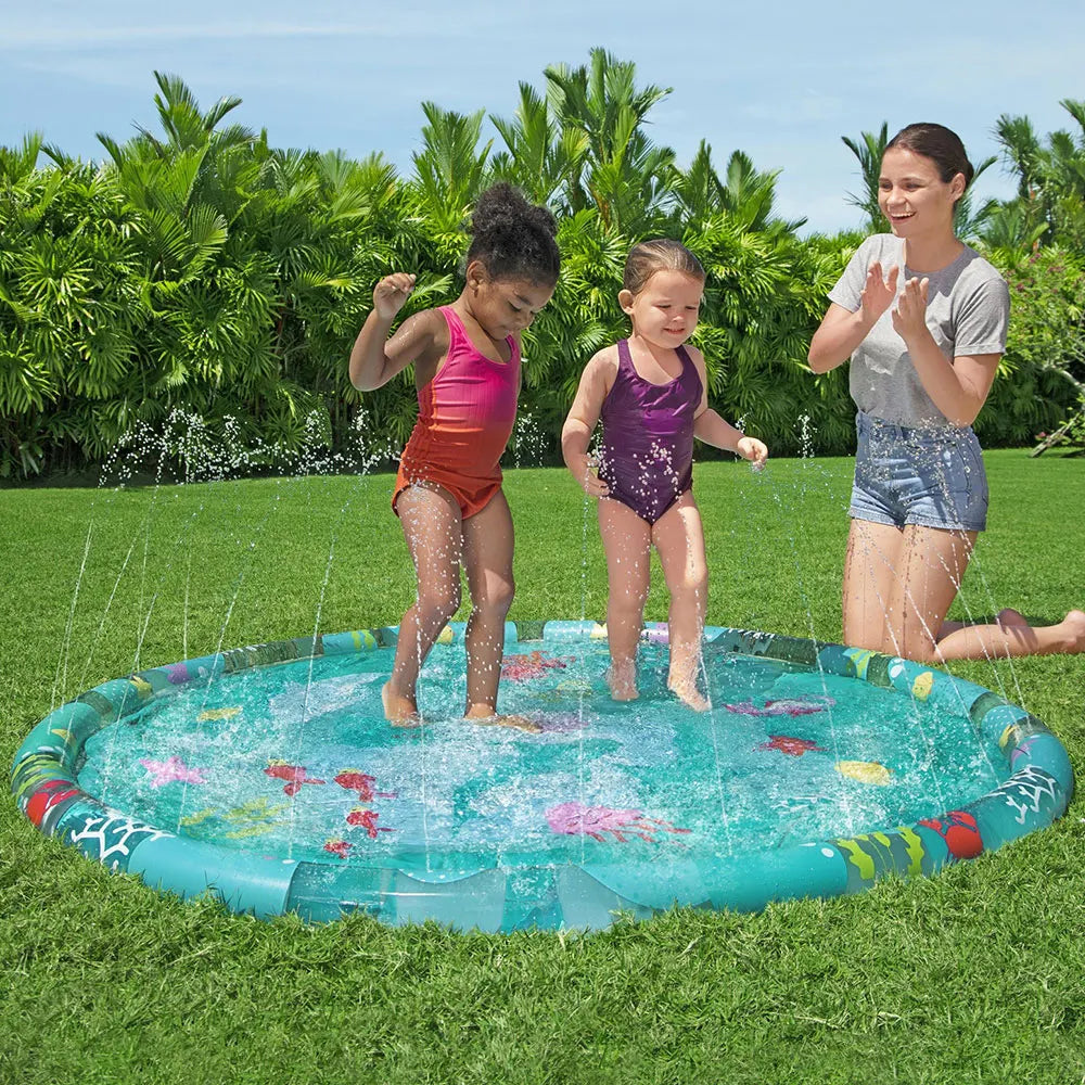 Bestway Kids Inflatable Pad Round Splash Pool Sprinkler Spray Toys Marine 165cm - Image 7