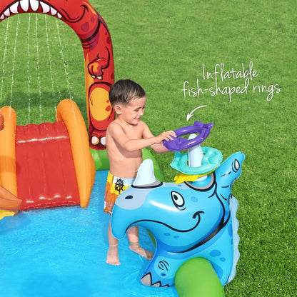 Bestway Kids Inflatable Play Splash Pool with Slide Ball Tossing Toys 242x140cm - Image 5