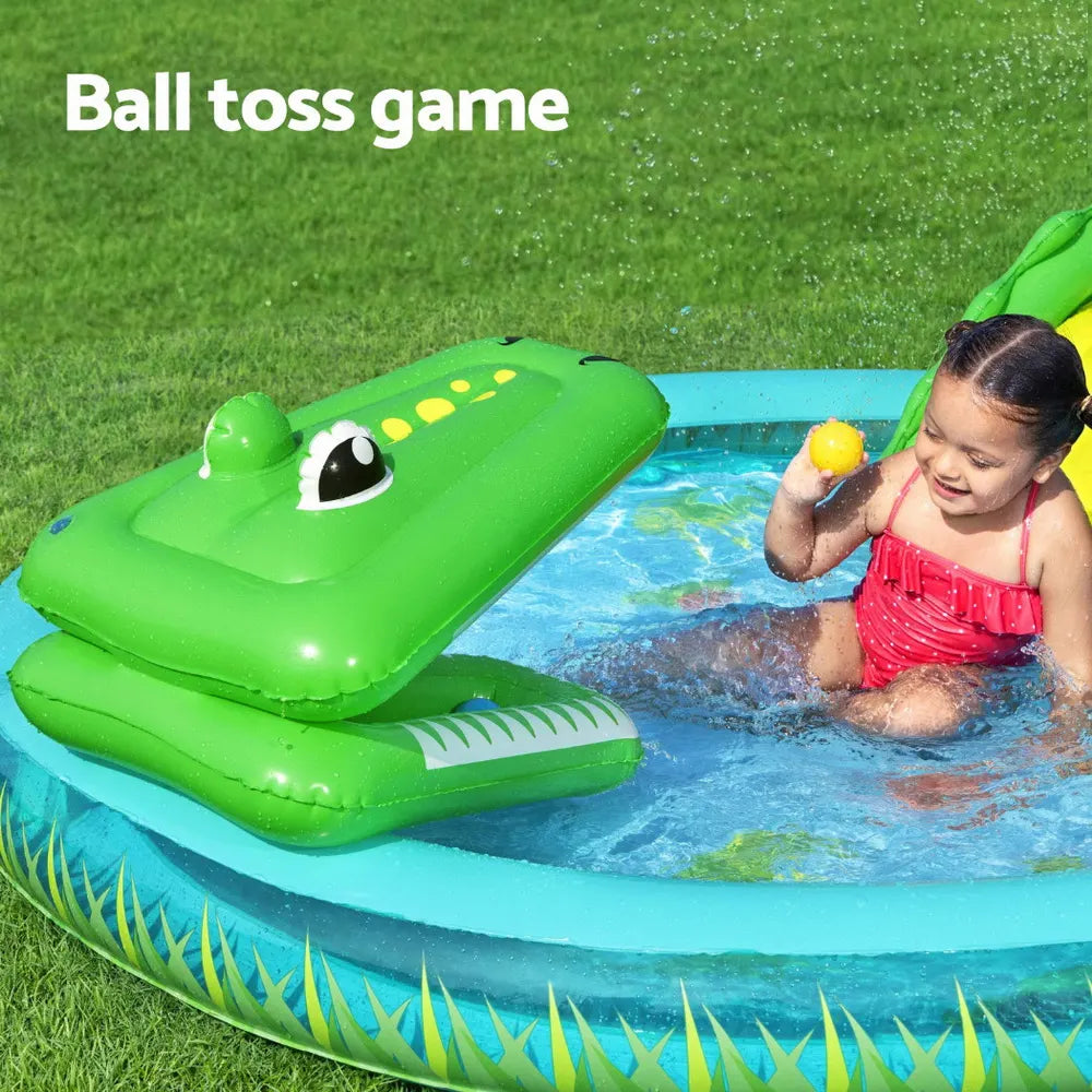 Bestway Kids Inflatable Splash Play Pool with Slide Ball Crocodile Fishing Net - Image 5