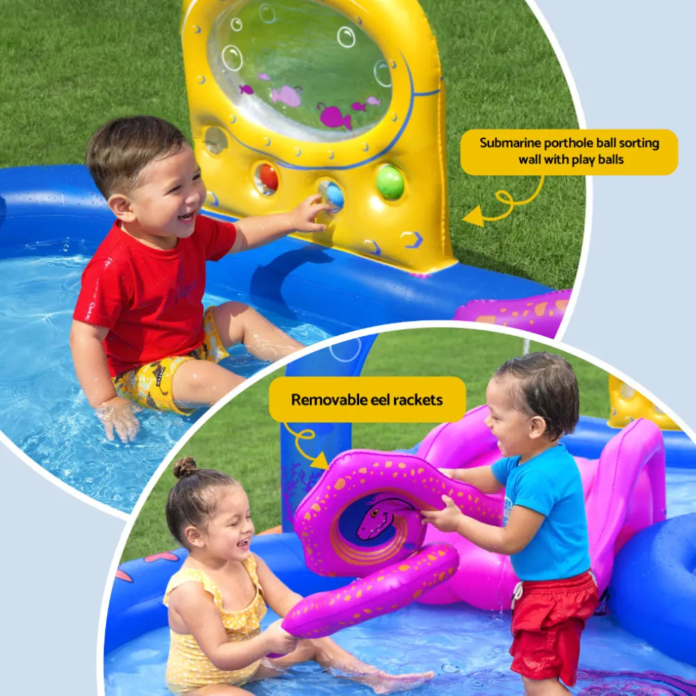 Bestway Kids Inflatable Play Splash Pool with Slide Ball Tossing Toys Coral Basket - Image 6
