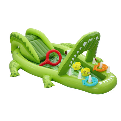 Bestway Inflatable Alligator Kids Play Pool with Slide 234cmx163cm Green - Image 3