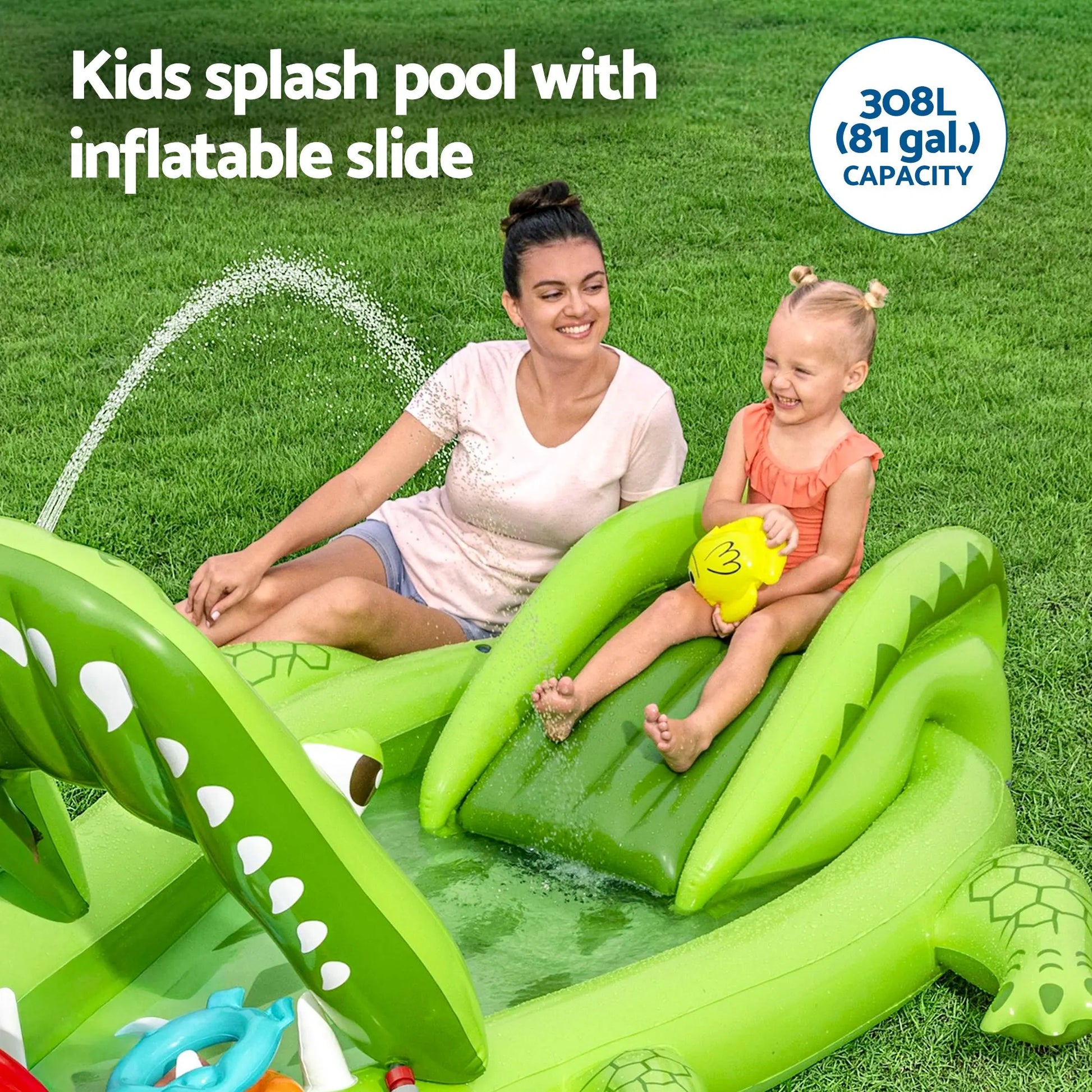 Bestway Inflatable Alligator Kids Play Pool with Slide 234cmx163cm Green - Image 4