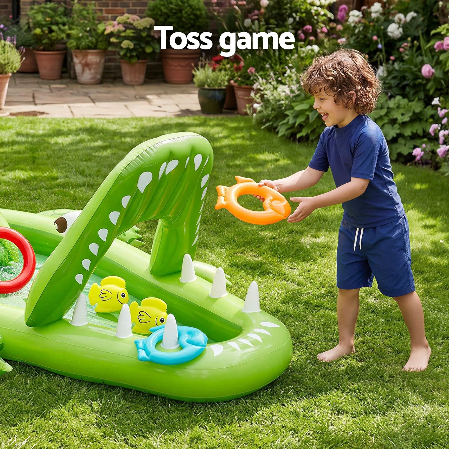 Bestway Inflatable Alligator Kids Play Pool with Slide 234cmx163cm Green - Image 6