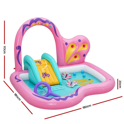 Bestway Inflatable Butterfly Kids Play Pool Park with Slide 180cm Pink - Image 2