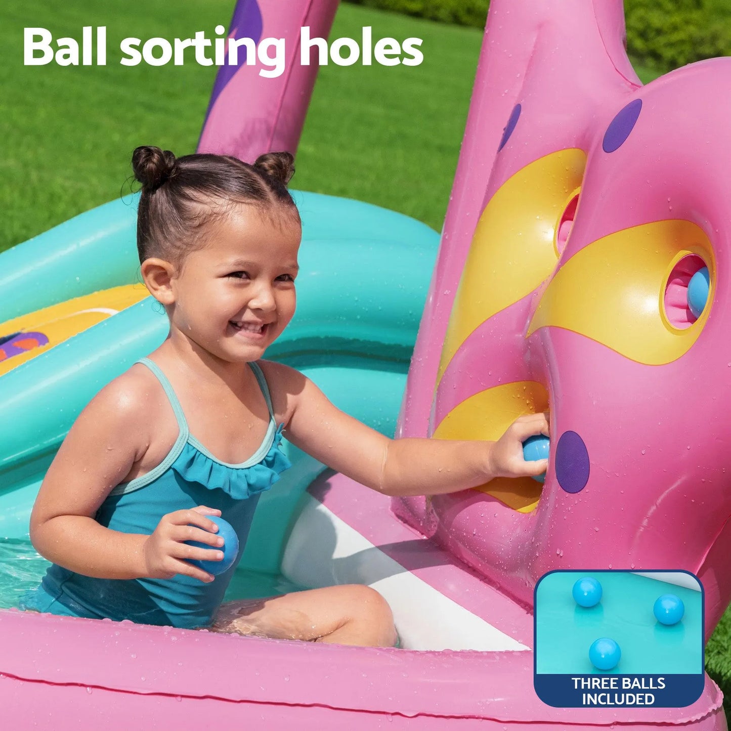 Bestway Inflatable Butterfly Kids Play Pool Park with Slide 180cm Pink - Image 6