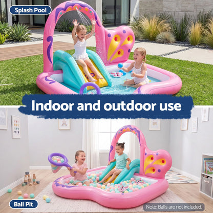 Bestway Inflatable Butterfly Kids Play Pool Park with Slide 180cm Pink - Image 8