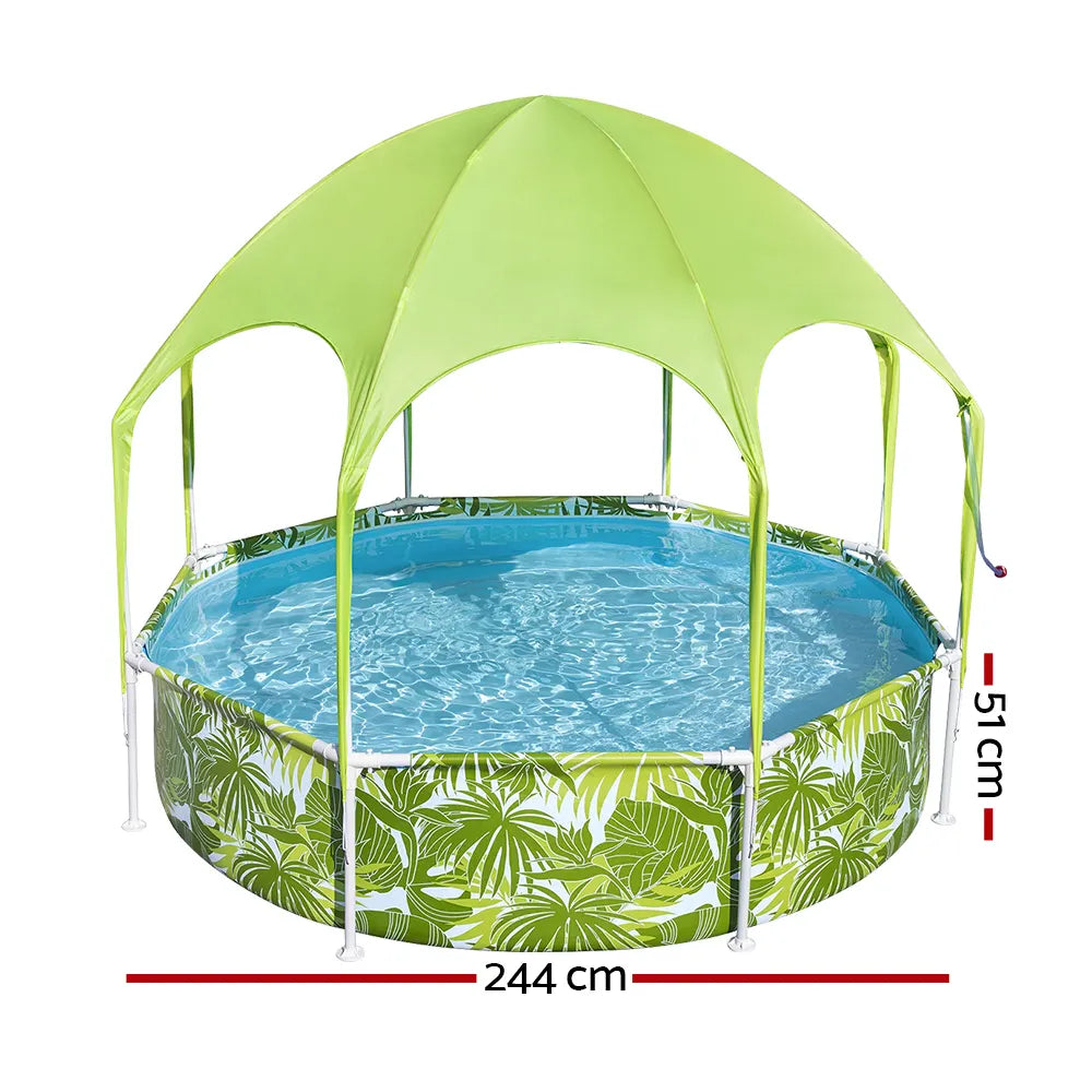 Bestway Kids Pool 244x51cm Steel Frame Swimming Play Pools Canopy 1688L - Image 2