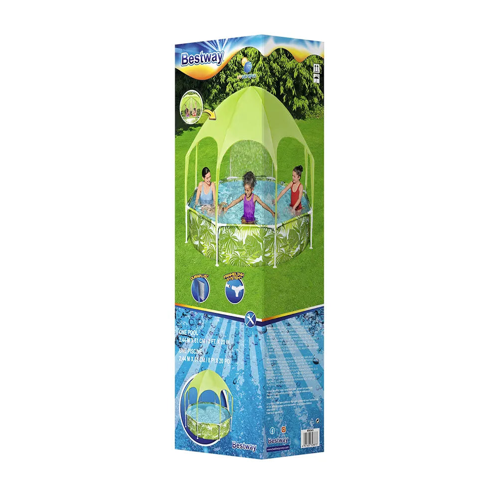 Bestway Kids Pool 244x51cm Steel Frame Swimming Play Pools Canopy 1688L - Image 3