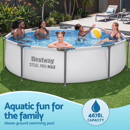 Bestway 305CM Swimming Pools Steel Above Ground Round Backyard Pool Set White - Image 5