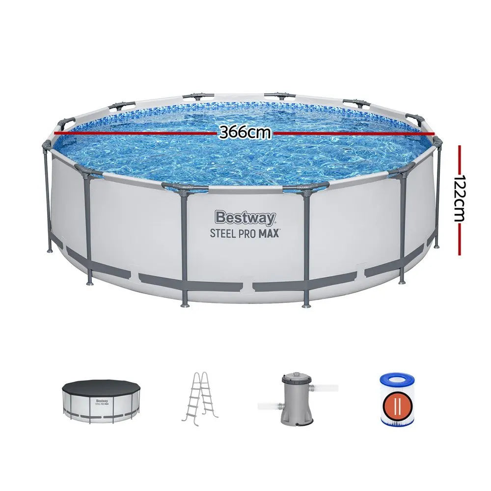 Bestway 366cm Swimming Pool Above Ground Pools Round Filter Pump Cover Ladder - Image 2