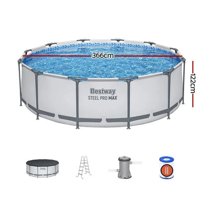 Bestway 366cm Swimming Pool Above Ground Pools Round Filter Pump Cover Ladder - Image 2