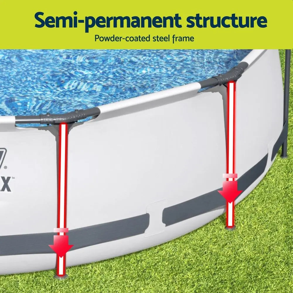 Bestway Swimming Pool 427x427x122cm Steel Frame Above Ground Pools Round Filter Pump Ladder - Image 5