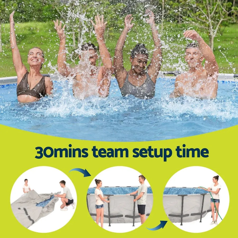Bestway Swimming Pool 427x427x122cm Steel Frame Above Ground Pools Round Filter Pump Ladder - Image 6
