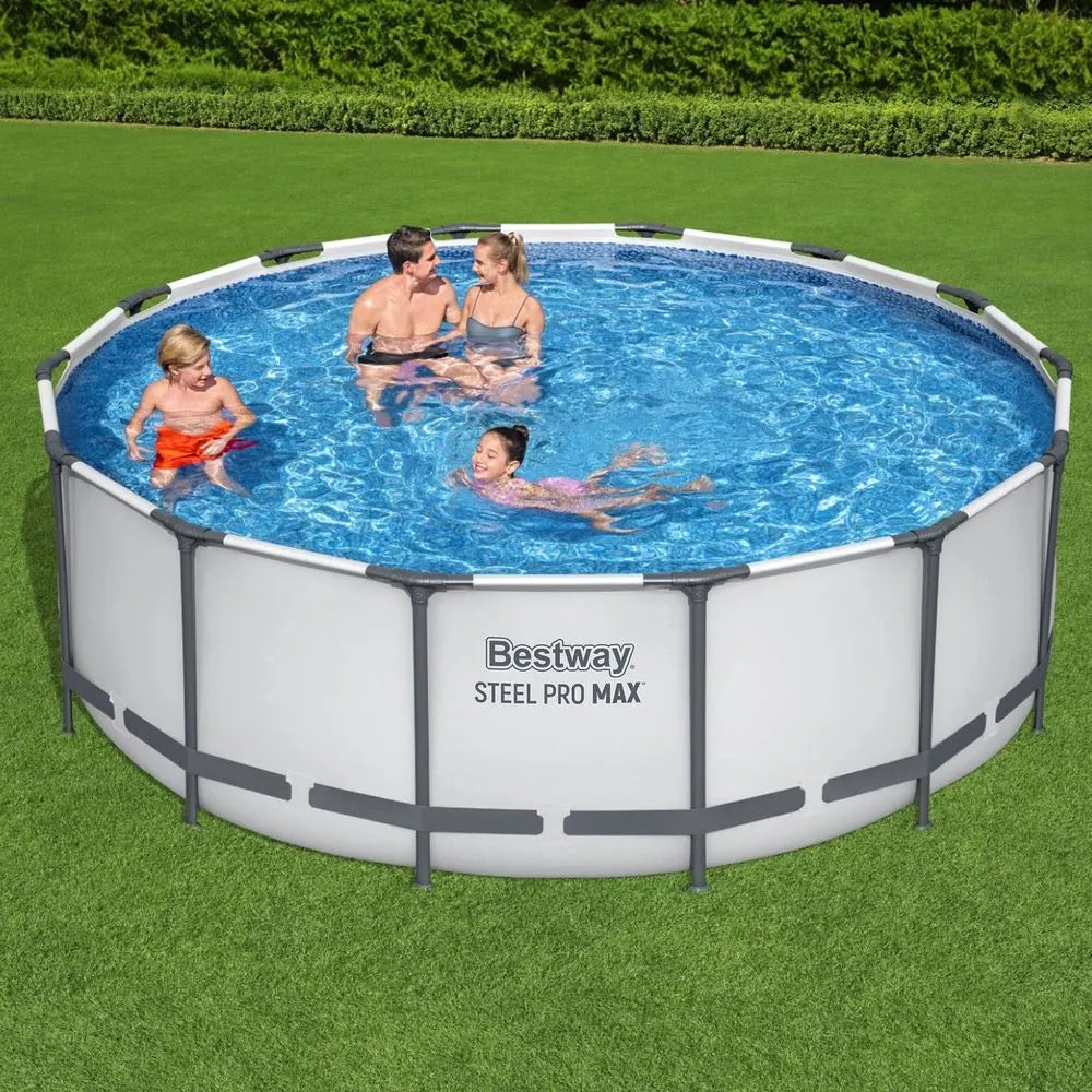 Bestway Swimming Pool 427x427x122cm Steel Frame Above Ground Pools Round Filter Pump Ladder - Image 7
