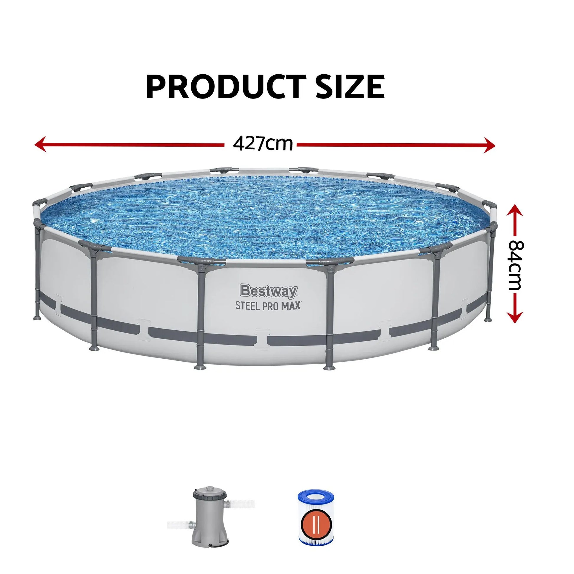 Bestway 427CM Swimming Pools Steel Above Ground Round Backyard Pool Set White - Image 3