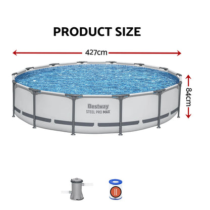 Bestway 427CM Swimming Pools Steel Above Ground Round Backyard Pool Set White - Image 3