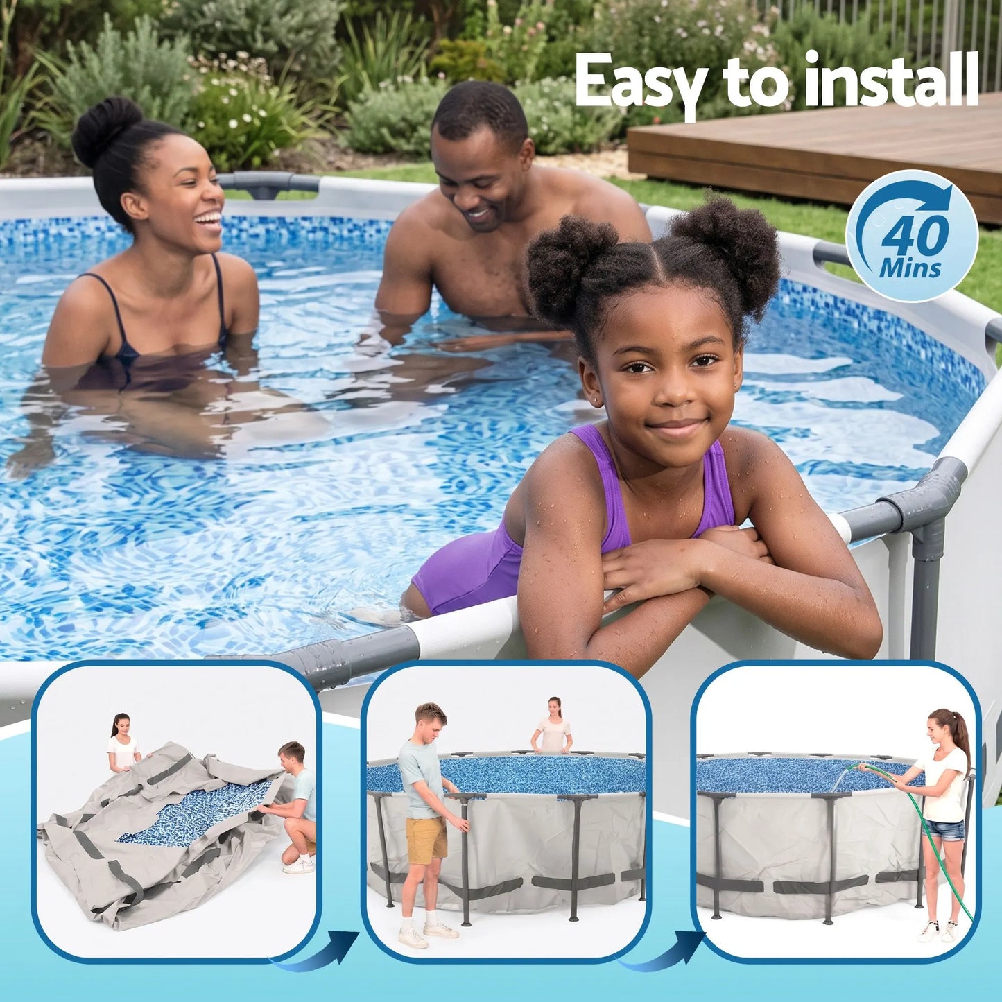Bestway 427CM Swimming Pools Steel Above Ground Round Backyard Pool Set White - Image 8