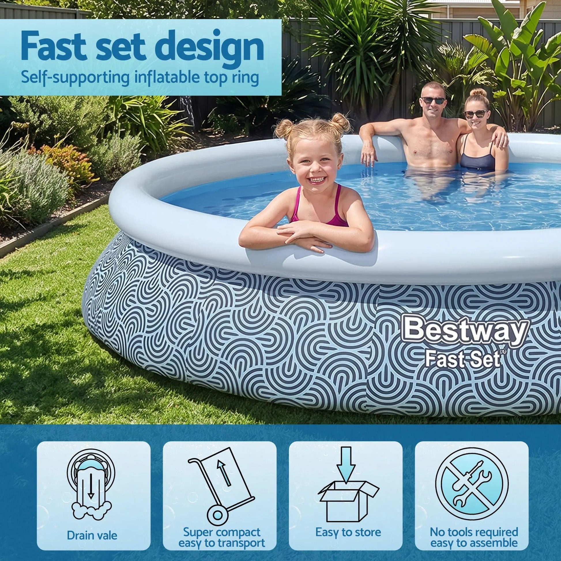 Bestway 457cm Swimming Pool Inflatable Above Ground Round Pools w/ Filter Pump - Image 6