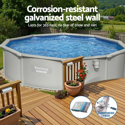 Bestway Swimming Pool Steel Frame Round Pool Set 457cm w/ Filter Ladder 17430L - Image 5