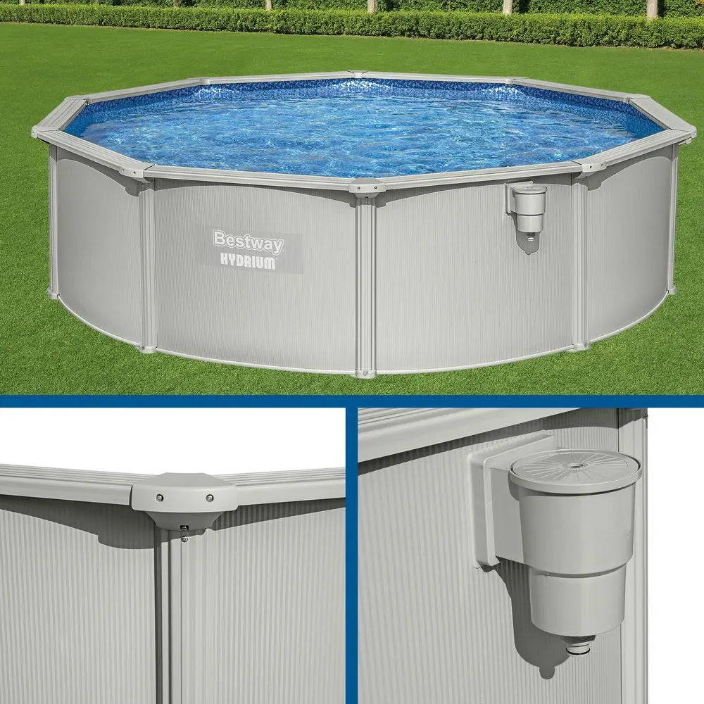 Bestway Swimming Pool Steel Frame Round Pool Set 457cm w/ Filter Ladder 17430L - Image 6