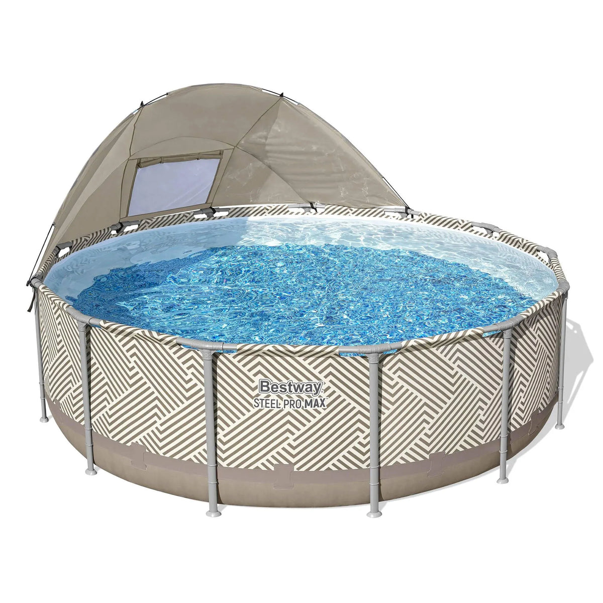 Bestway Swimming Pools 396cm x 107cm Steel Above Ground Canopy Backyard Pool Set White - Image 2