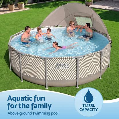 Bestway Swimming Pools 396cm x 107cm Steel Above Ground Canopy Backyard Pool Set White - Image 5