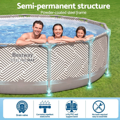 Bestway Swimming Pools 396cm x 107cm Steel Above Ground Canopy Backyard Pool Set White - Image 6