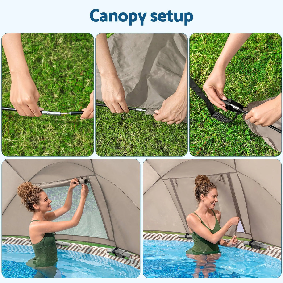 Bestway Swimming Pools 396cm x 107cm Steel Above Ground Canopy Backyard Pool Set White - Image 9