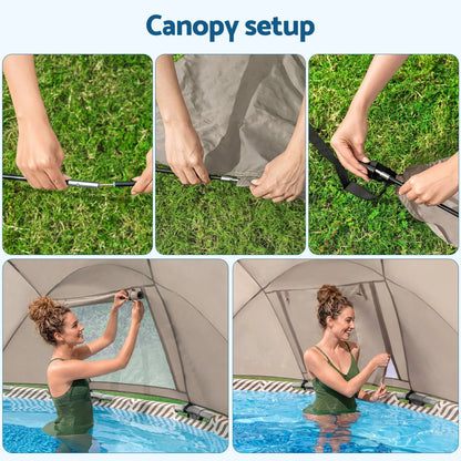 Bestway Swimming Pools 396cm x 107cm Steel Above Ground Canopy Backyard Pool Set White - Image 9