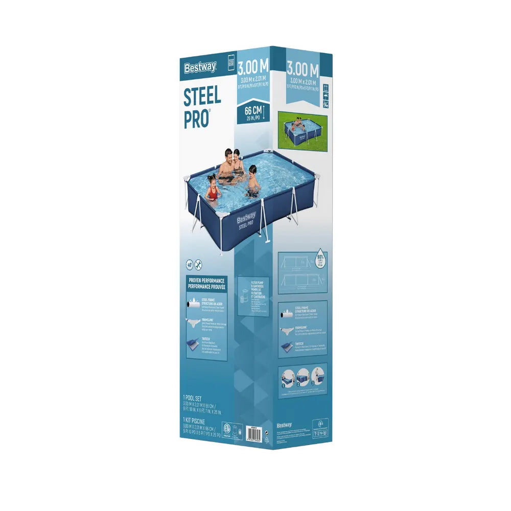 Bestway Swimming Pool 300x201x66cm Steel Frame Above Ground Pools 3300L - Image 3
