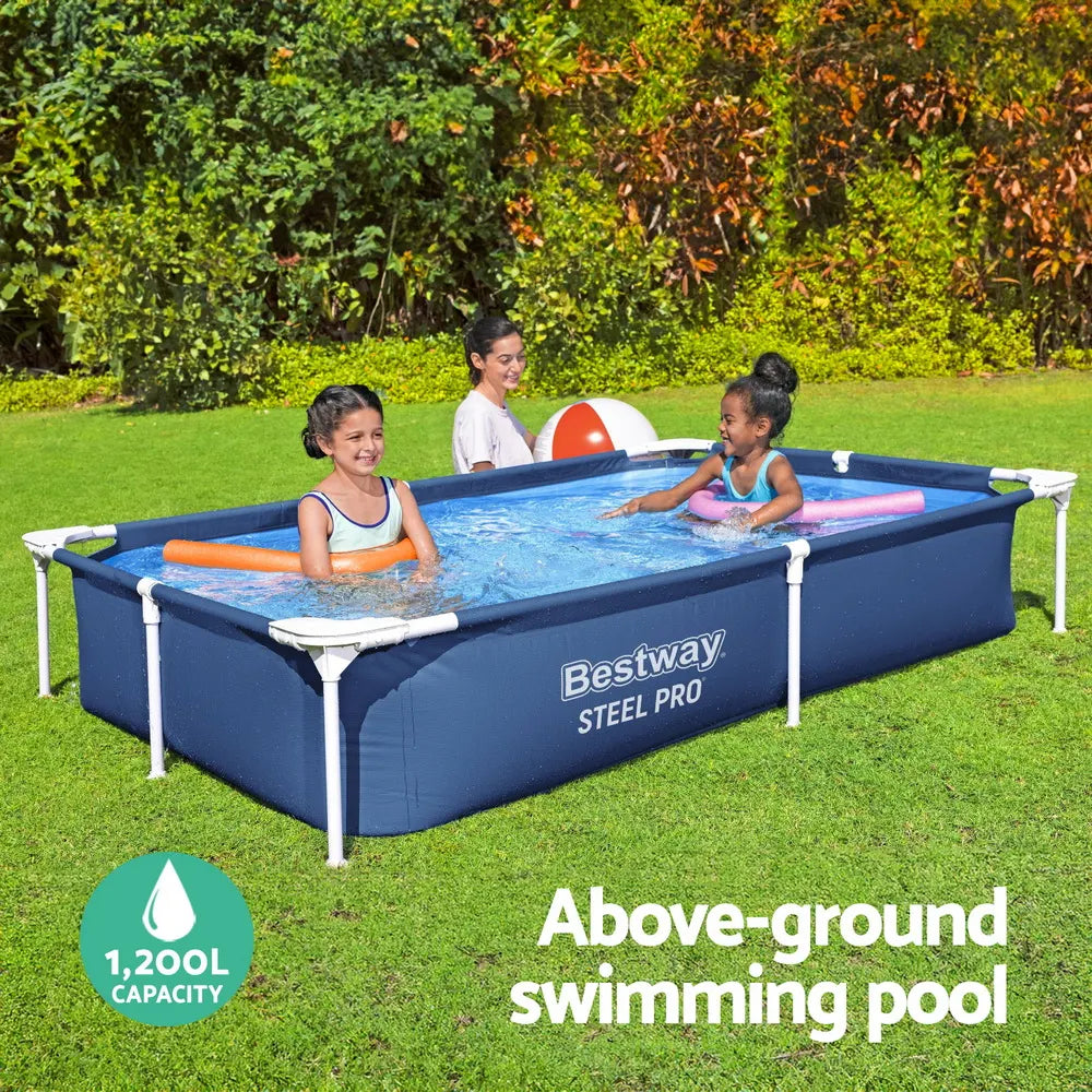 Bestway Swimming Pool 221x150x43cm Steel Frame Above Ground Pools 1200L - Image 4