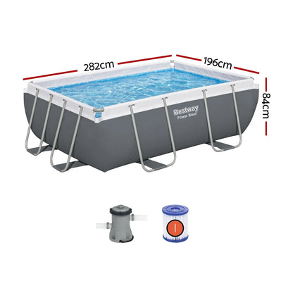 Bestway Swimming Pool 282x196x84cm Steel Frame Above Ground Pools Filter Pump 3662L - Image 2